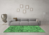 Machine Washable Oriental Emerald Green Traditional Rug, wshabs3122emgrn