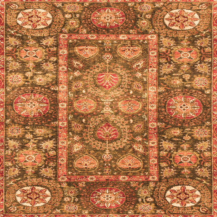 Square Machine Washable Oriental Orange Traditional Area Rugs, wshabs3122org