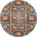 Round Abstract Camel Brown Oriental Rug, abs3122