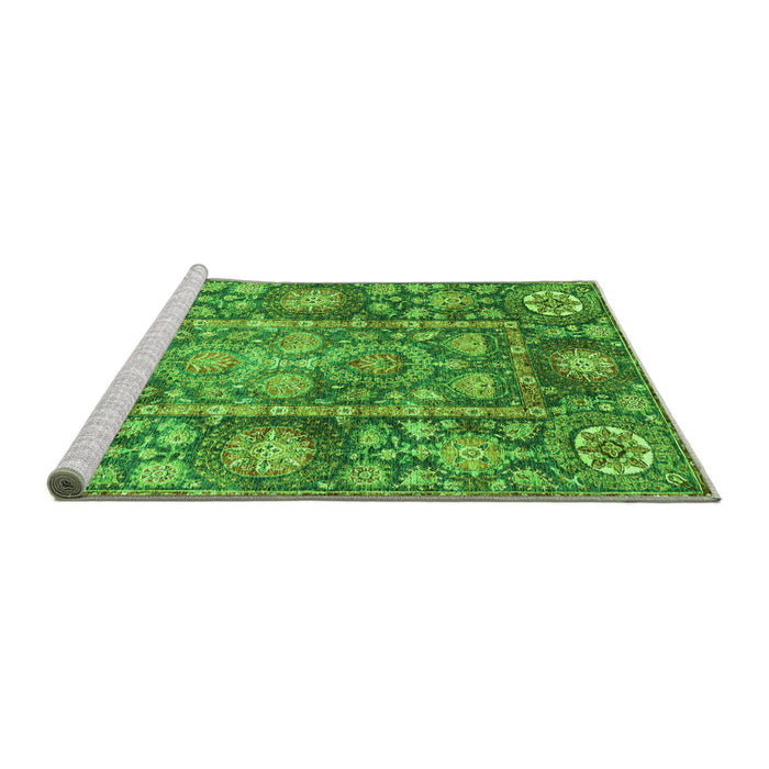 Sideview of Machine Washable Oriental Green Traditional Area Rugs, wshabs3122grn