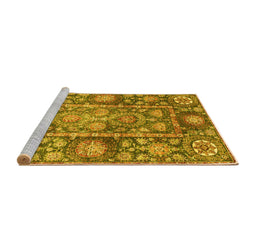 Sideview of Machine Washable Oriental Yellow Traditional Rug, wshabs3122yw