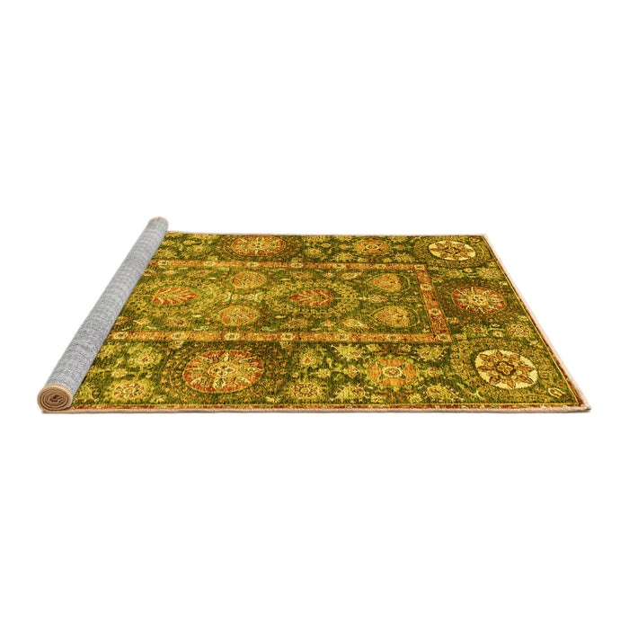Sideview of Machine Washable Oriental Yellow Traditional Rug, wshabs3122yw