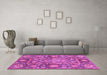 Machine Washable Oriental Pink Traditional Rug in a Living Room, wshabs3122pnk