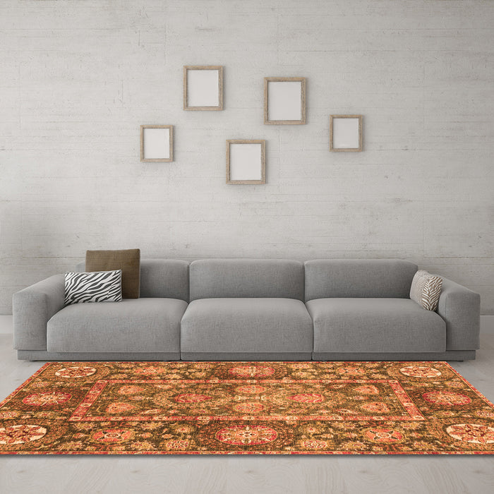 Machine Washable Oriental Orange Traditional Area Rugs in a Living Room, wshabs3122org
