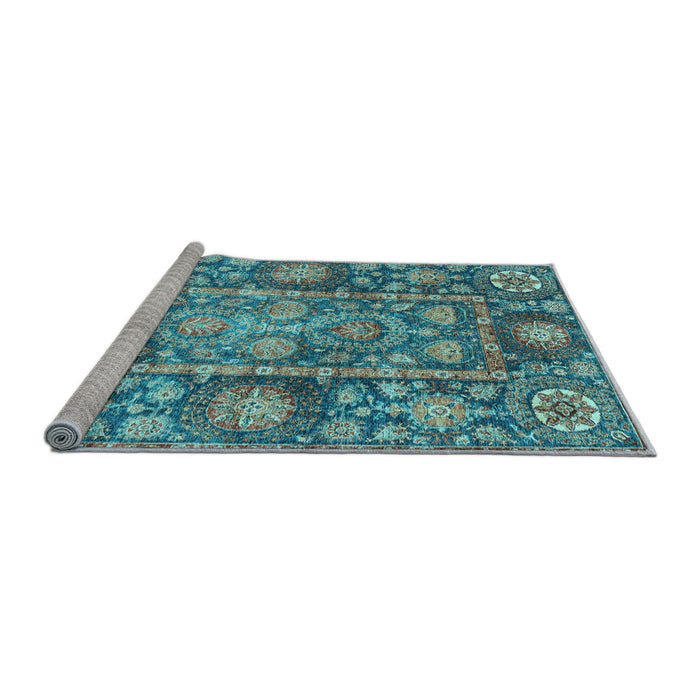 Sideview of Machine Washable Oriental Light Blue Traditional Rug, wshabs3122lblu
