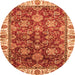 Round Oriental Orange Traditional Rug, abs3123org