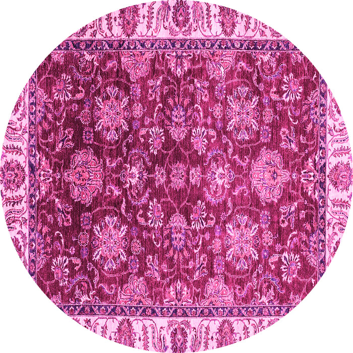 Round Oriental Pink Traditional Rug, abs3123pnk