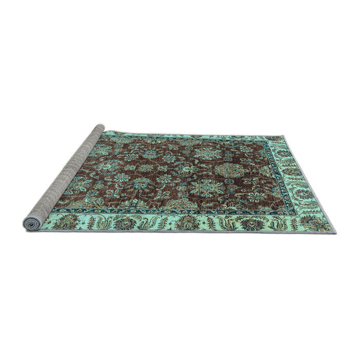 Sideview of Machine Washable Oriental Light Blue Traditional Rug, wshabs3123lblu
