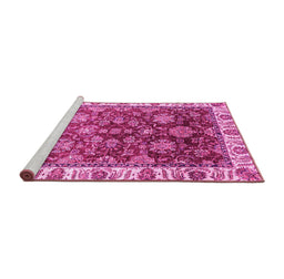 Sideview of Machine Washable Oriental Pink Traditional Rug, wshabs3123pnk