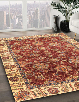 Abstract Red Oriental Rug in Family Room, abs3123
