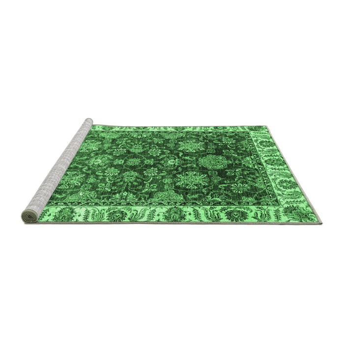 Sideview of Machine Washable Oriental Emerald Green Traditional Area Rugs, wshabs3123emgrn
