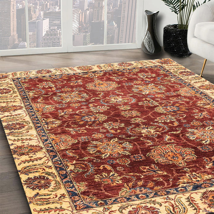 Machine Washable Abstract Red Rug in a Family Room, wshabs3123