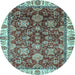 Round Oriental Light Blue Traditional Rug, abs3123lblu