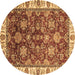 Round Oriental Brown Traditional Rug, abs3123brn