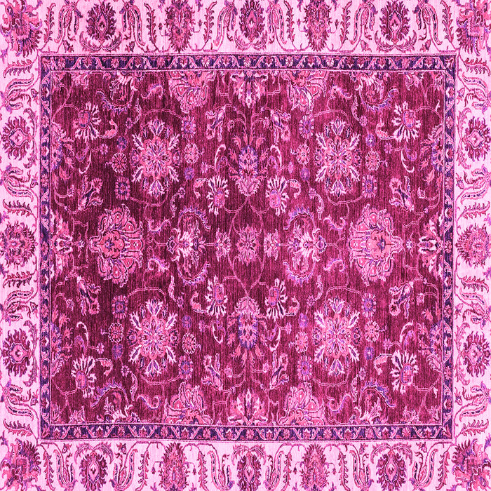 Square Machine Washable Oriental Pink Traditional Rug, wshabs3123pnk