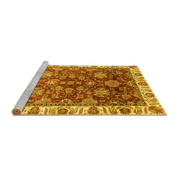Sideview of Machine Washable Oriental Yellow Traditional Rug, wshabs3123yw