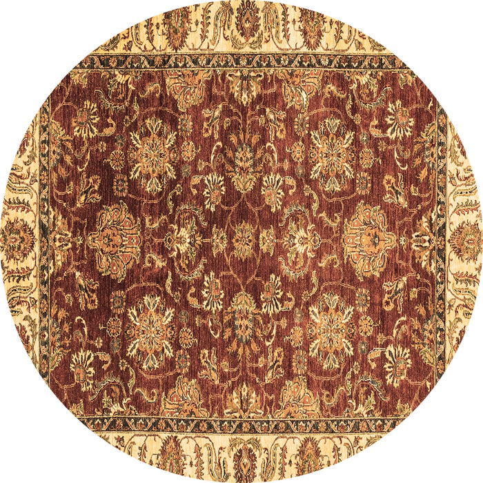 Round Machine Washable Oriental Brown Traditional Rug, wshabs3123brn
