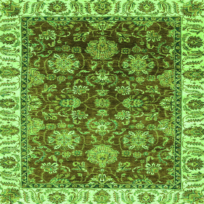 Square Machine Washable Oriental Green Traditional Area Rugs, wshabs3123grn