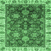 Square Oriental Emerald Green Traditional Rug, abs3123emgrn