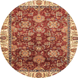 Round Machine Washable Abstract Red Rug, wshabs3123