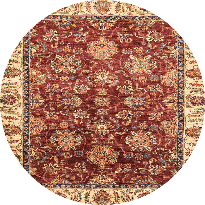 Round Machine Washable Abstract Red Rug, wshabs3123