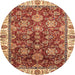 Round Machine Washable Abstract Red Rug, wshabs3123