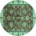 Round Oriental Turquoise Traditional Rug, abs3123turq