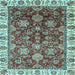 Square Machine Washable Oriental Light Blue Traditional Rug, wshabs3123lblu