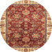 Round Abstract Red Oriental Rug, abs3123