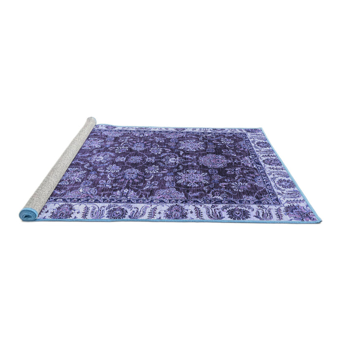 Sideview of Machine Washable Oriental Blue Traditional Rug, wshabs3123blu