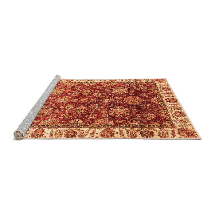 Sideview of Machine Washable Oriental Orange Traditional Area Rugs, wshabs3123org