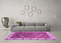 Machine Washable Oriental Purple Traditional Area Rugs in a Living Room, wshabs3123pur