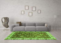 Machine Washable Oriental Green Traditional Rug, wshabs3123grn