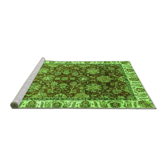 Sideview of Machine Washable Oriental Green Traditional Area Rugs, wshabs3123grn