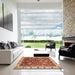 Square Abstract Red Oriental Rug in a Living Room, abs3123