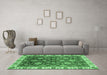 Machine Washable Oriental Emerald Green Traditional Area Rugs in a Living Room,, wshabs3123emgrn