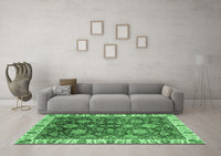 Machine Washable Oriental Emerald Green Traditional Rug, wshabs3123emgrn