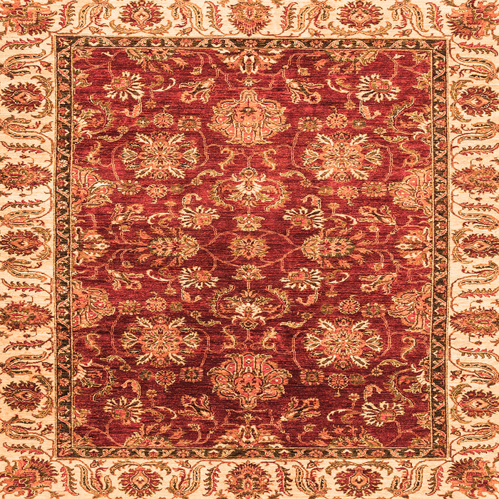 Square Machine Washable Oriental Orange Traditional Area Rugs, wshabs3123org