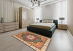 Abstract Dark Sienna Brown Modern Rug in a Bedroom, abs3124