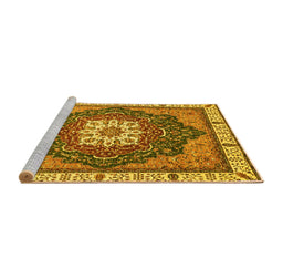 Sideview of Machine Washable Abstract Yellow Modern Rug, wshabs3124yw