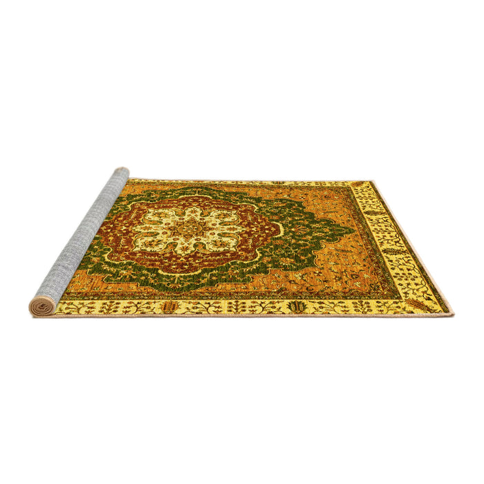 Sideview of Machine Washable Abstract Yellow Modern Rug, wshabs3124yw