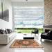 Square Machine Washable Abstract Dark Sienna Brown Rug in a Living Room, wshabs3124