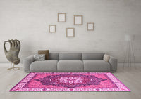 Machine Washable Abstract Pink Modern Rug, wshabs3124pnk