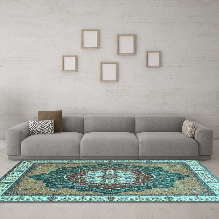 Machine Washable Abstract Light Blue Modern Rug in a Living Room, wshabs3124lblu