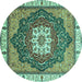 Round Abstract Turquoise Modern Rug, abs3124turq