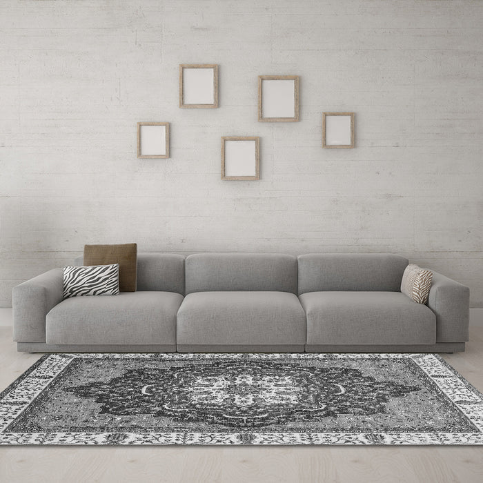Machine Washable Abstract Gray Modern Rug in a Living Room,, wshabs3124gry