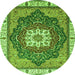 Round Machine Washable Abstract Green Modern Area Rugs, wshabs3124grn