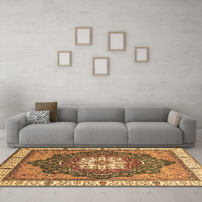 Machine Washable Abstract Brown Modern Rug in a Living Room,, wshabs3124brn