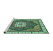 Sideview of Machine Washable Abstract Turquoise Modern Area Rugs, wshabs3124turq