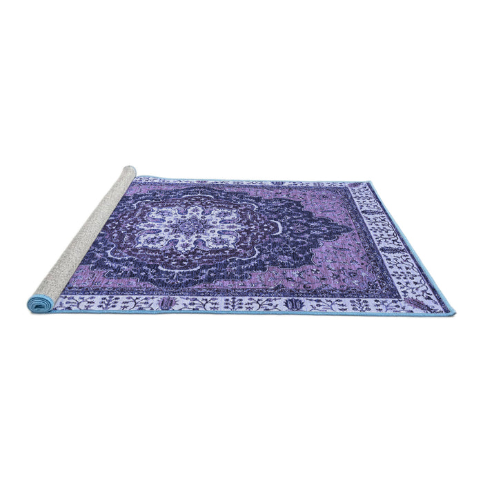 Sideview of Machine Washable Abstract Blue Modern Rug, wshabs3124blu